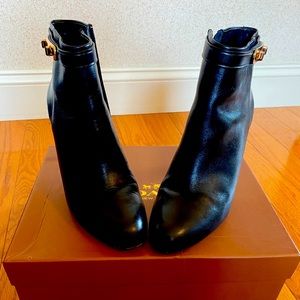 Black Coach booties (Regina soft shine calf)
